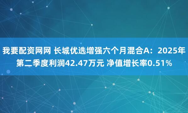 我要配资网网 长城优选增强六个月混合A：2025年第二季度利润42.47万元 净值增长率0.51%